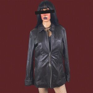 Wilson’s Leather chocolate brown double zip leather jacket